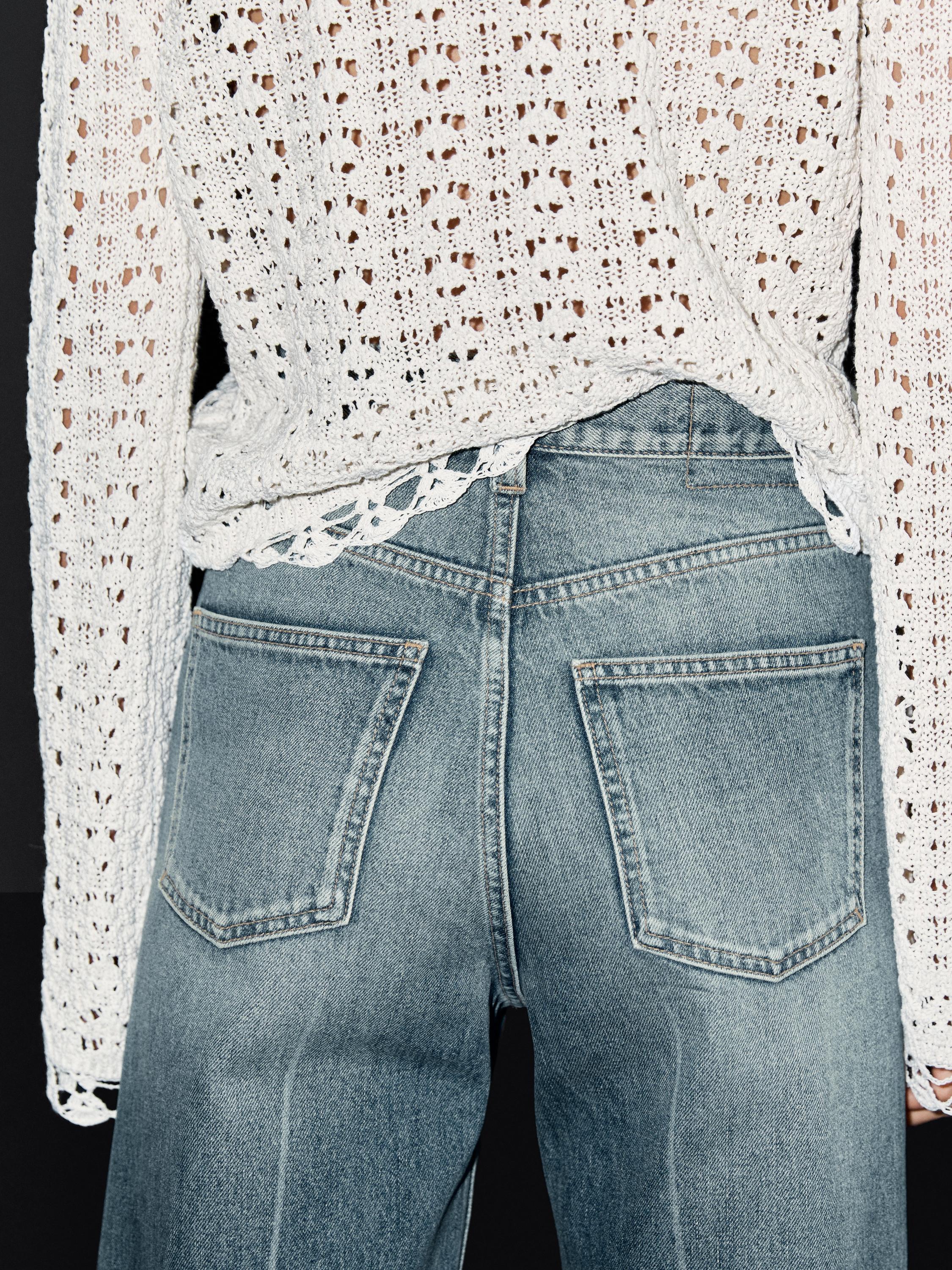 Jean flare taille haute coton